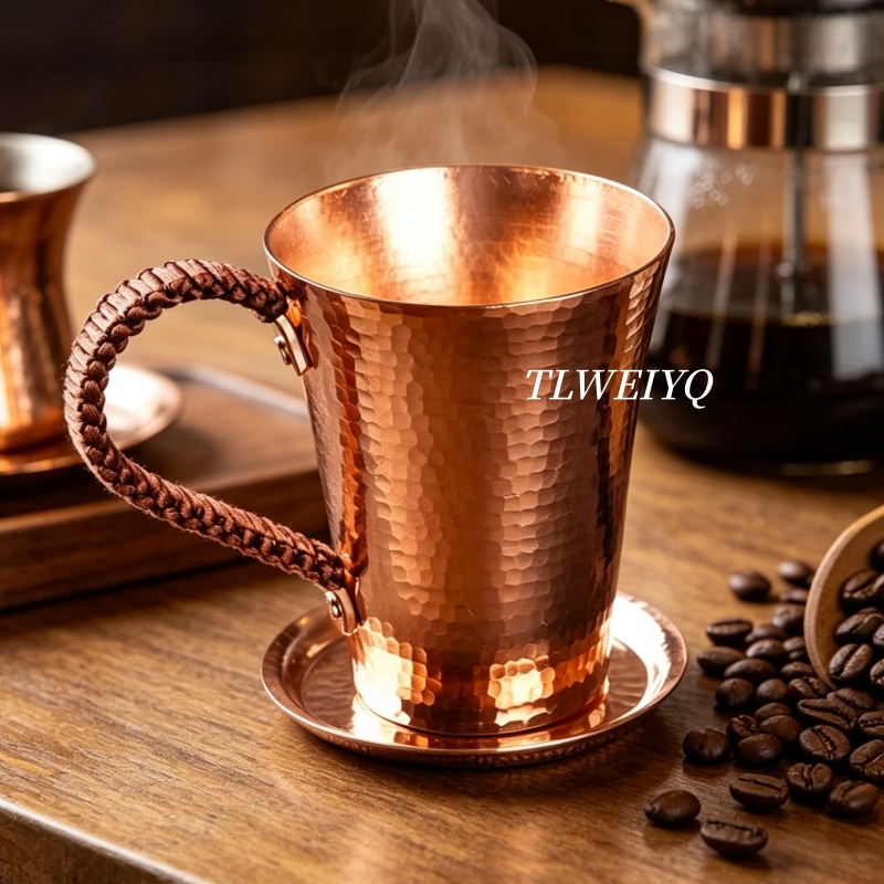 Mule Copper Mug - ヴィンテージ銅製コーヒーマグ、蓋付き400ml、家庭用冷たい飲み物カップ、彫刻ハンマーテクスチャ、キャンプ用モスクワミュール朝食カップ