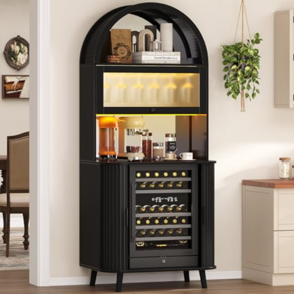 ワイン冷蔵庫キャビネット、収納付きハイバーキャビネット、ブラ - Home Bar And Fridge のレビューと価格