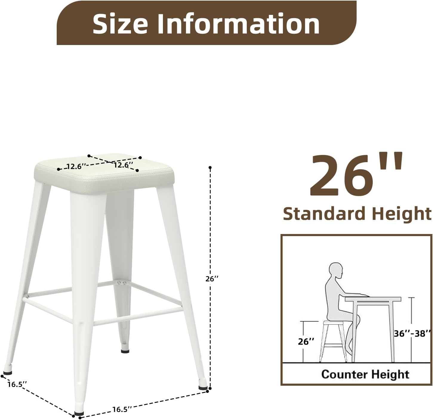 バースツール4脚セット、高さ26インチのカウンターハイトバー - Home Bar And Counter のレビューと価格