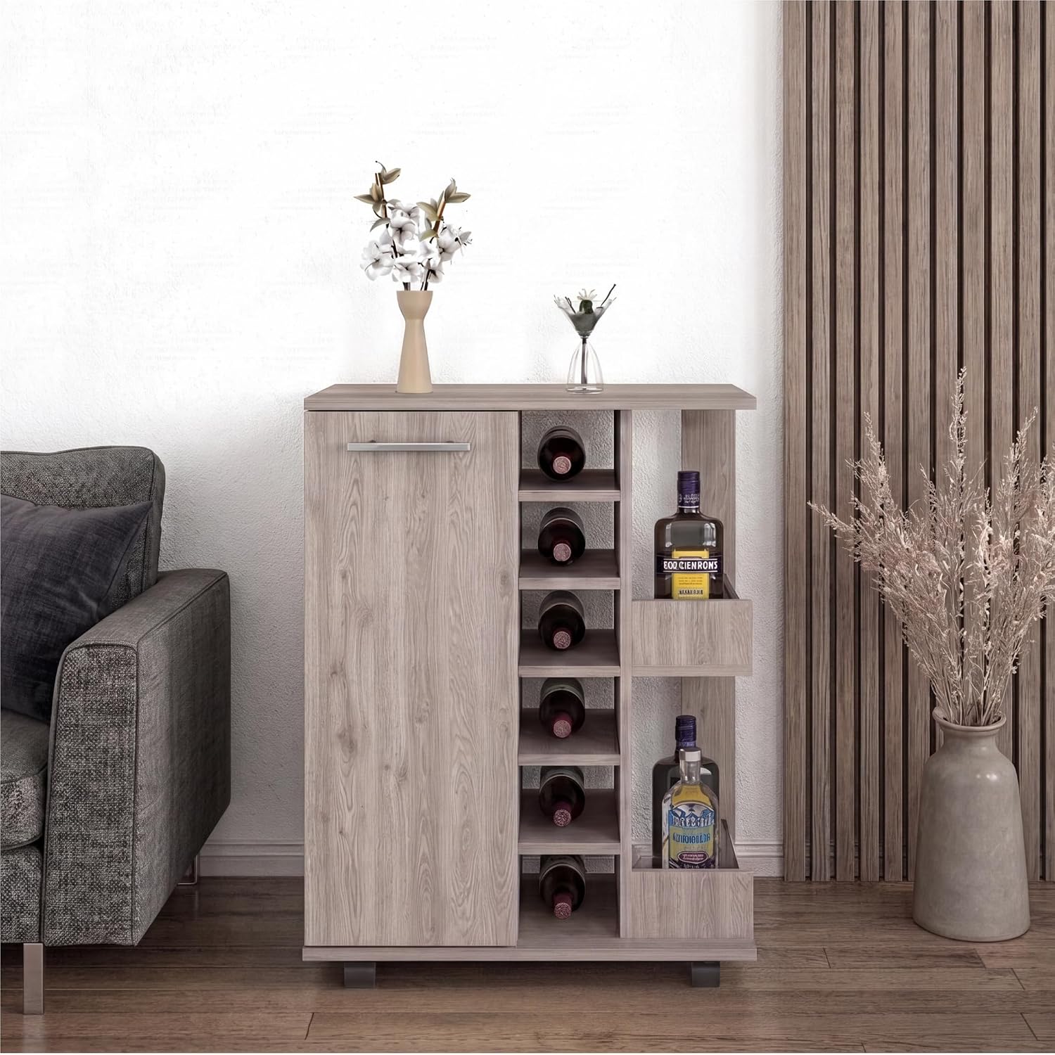 ローリングバーカート、天板23.6インチ、ワイン収納6個、1 - Home Bar Shelves のレビューと価格