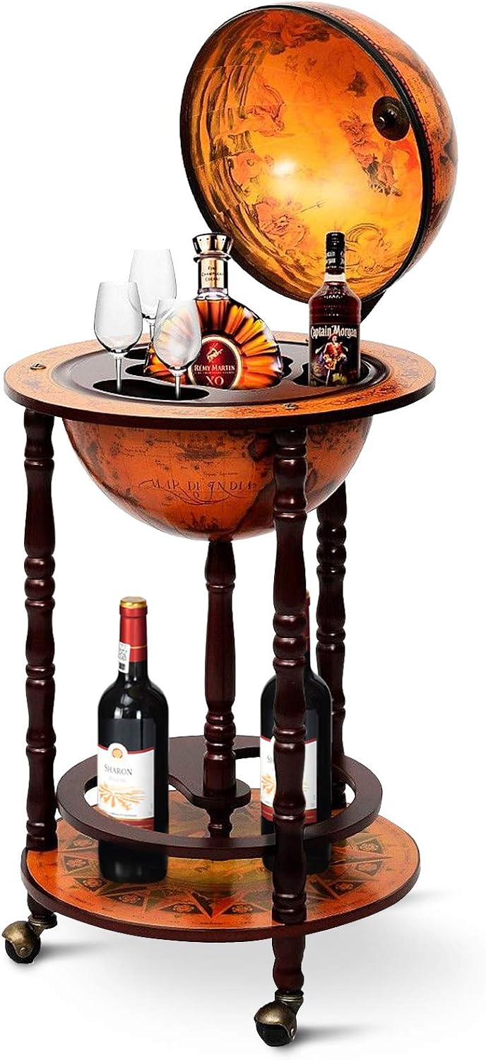 グローブバーカート、リキュールバーキャビネット、回転式ホイー - Home Bar Shelves のレビューと価格