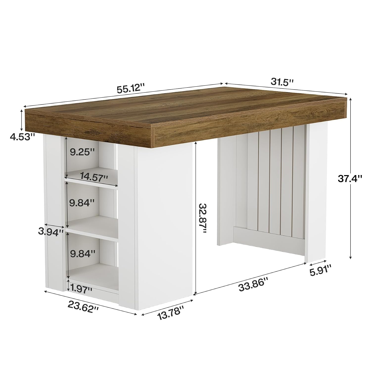 収納付きキッチンアイランド、55インチ固定式アイランドテーブ - Home Bar And Counter のレビューと価格