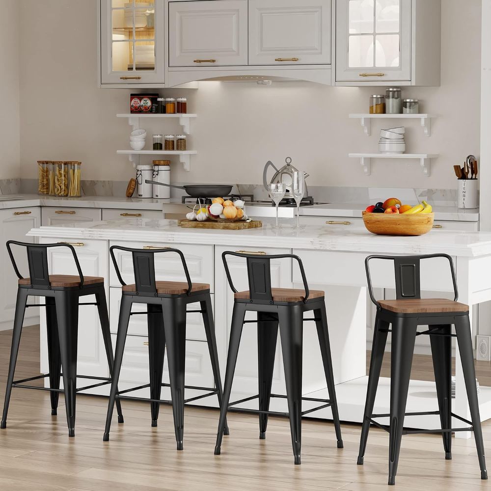 24インチ バースツール4脚セット 工業用メタルバースツール - Home Bar And Counter のレビューと価格