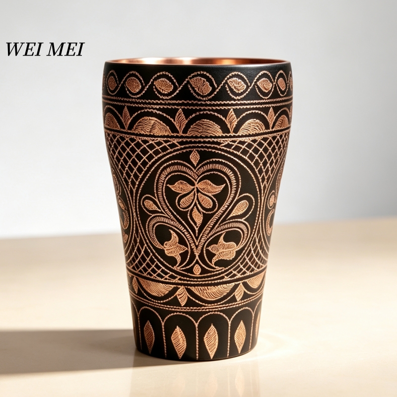手作りの銅製朝食コーヒーカップ、パターンランダムユニークな友 - Mule Copper Mug のレビューと価格